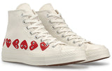 CONVERSE COMME DES GARCONS PLAY X CHUCK 70 HI TOP MULTI HEART WHITE